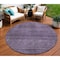 Homeroots 8' Plum Purple And Gray Round Striped Washable Indoor Outdoor Area Rug 588120 - alternate 1