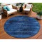 Homeroots 8' Blue And Charcoal Round Floral Washable Indoor Outdoor Area Rug 631013 - alternate 1