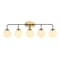 Jonathan Y Caleb 38" 5-Light Contemporary Transitional Iron/Glass LED Vanity Light, Brass Gold/Black/White JYL9555B - alternate 1