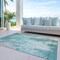 Homeroots 9' X 12' Teal Blue Peach And Ivory Abstract Washable Indoor Outdoor Area Rug 615888 - alternate 5