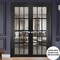 Sartodoors Solid French Double Doors, Felicia 3355 Matte Black with Clear Glass, Wood Solid Panel Frame Trims FELICIA3355DD-BLK-5696 - alternate 3