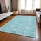Homeroots 3' X 5' Teal Blue And Ivory Geometric Washable Indoor Outdoor Area Rug 612905 - alternate 4