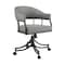 Homeroots Gray And Black Upholstered Faux Leather Open Back Dining Arm Chair With Wheels 569405 - alternate 1