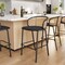 Leisuremod Ervilla Wicker Bar Stool with Fabric Seat and Black Powder Coated Steel Frame, Black, 2PK EBBL-31BL2 - alternate 6