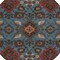 Homeroots 8' Denim Blue Brick Red And Brown Round Oriental Washable Indoor Outdoor Area Rug 597682 - alternate 2