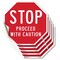 Signmission Stop Proceed with Caution, 4 inch X 4 inch, Vinyl Decal, 5PK OC-D-5PACK-4-15 - alternate 1