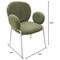 Leisuremod Celestial Boucle Dining Arm Chair, White Iron Frame with Green Fabric CCAW-23G - alternate 4