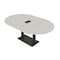 Skutchi Designs Racetrack Conference Table With Power, 48 in W, 84 in L, Ivory HAR-RAC-48X84-DOU.BK-K458-EBLK - alternate 1