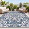 Jonathan Y Flora Abstract Bold Mandala High-Low Dark Blue/Cream 8 ft. x 10 ft. Indoor/Outdoor Area Rug AMC112E-8 - alternate 1