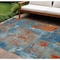 Homeroots 9' X 12' Navy Blue Orange And Ivory Abstract Washable Indoor Outdoor Area Rug 596882 - alternate 1