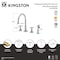 Kingston Brass Double-Handle Widespread Kitchen Faucet with Brass Sprayer, Brushed Nickel KS2798BEXBS - alternate 2