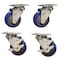 Service Caster 3 Inch Blue Polyurethane Wheel Swivel Top Plate Caster Set with 2 Brakes SCC SCC-20S314-PPUB-BLUE-2-TLB-2 - alternate 1