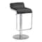 Homeroots Black and Silver Faux Leather and Steel Adjustable Height Swivel Bar Chair 572081 - alternate 1