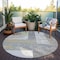 Homeroots 8' Gray Ivory And Mint Green Round Geometric Washable Indoor Outdoor Area Rug 612420 - alternate 5