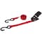 Prosource TieDown, 1 in W, 15 ft L, Polyester Webbing, Metal Ratchet, Red, 500 lb, SHook End Fitting FH64069 - alternate 2