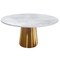 Homeroots 54" Gray White and Gold Marble and Metal Pedestal Base Round Top Dining Table 555160 - alternate 1