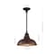 Jonathan Y Jasper 12.25" 1-Light Farmhouse Industrial Indoor/Outdoor Iron LED Pendant, Wood Finish/Copper JYL7611G - alternate 4