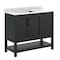 Flash Furniture Vega 42in. Vanity w/Sink, Blk Hardware, Soft Close, Open Shelf & 3 Drawers, Carrara Marble, Blk/Wht FS-VEGA42-BK-HDBLK-GG - alternate 6