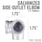 B & K 1/2 in. FIP each X 1/2 in. D FIP 1/2 in. D FIP Galvanized Malleable Iron Side Out Elb 311SOE-12 - alternate 3
