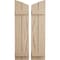 Ekena Millwork Hand Hewn 2 Board Joined Board-n-Batten w/Elliptical Top Faux Wood Shutters, 11W x 76H, PR SHUBJL11X76HHPR - alternate 1
