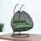 Leisuremod Beige Wicker Hanging 2 person Egg Swing Chair with Dark Green Cushions ESCBG-57DG - alternate 6