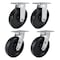 Hyw Products Heavy Duty Caster Set 8in Phenolic Wheels, 2 Rigid & 2 Swivel, 4PK 40-80R-A1-PH-2,40-80S-A1-PH-2 - alternate 1