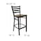 Flash Furniture Restaurant Stool, Ladder Back, Mah Seat, Seat Height Range: 29" XU-DG697BLAD-BAR-MAHW-GG - alternate 2