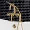 Kingston Brass 7" Center Deck-Mount Clawfoot Tub Faucet with Hand Shower, Brushed Brass AE8107RX - alternate 2