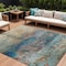 Homeroots 8' X 10' Teal Blue Orange And Beige Abstract Washable Indoor Outdoor Area Rug 631458 - alternate 1