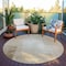 Homeroots 8' Khaki Round Geometric Washable Indoor Outdoor Area Rug 608096 - alternate 3