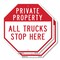 Signmission Private Property All Trucks Stop He, 10 inch X 10 inch, Aluminum Metal Signs, 2PK OC-A-2PACK-10-150 - alternate 1