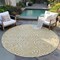 Homeroots 8' Gold And Beige Round Abstract Washable Indoor Outdoor Area Rug 598964 - alternate 5