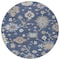 Homeroots 8' Navy Blue Beige And Gray Round Floral Washable Indoor Outdoor Area Rug 606166 - alternate 5