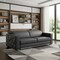 Homeroots 89" Dark Gray Top Grain Leather Reclining Solid Wood Sofa 720402 - alternate 5