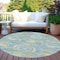 Homeroots 8' Blue And Gold Round Medallion Washable Indoor Outdoor Area Rug 616564 - alternate 3