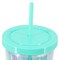 Gibson Home Tropical Sway Orleans 6Pc 24 Oz Double Wall Plastic Tumbler Set with Lid & Straw in Blue 136419.01 - alternate 3