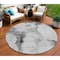 Homeroots 8' Gray Silver And Charcoal Round Abstract Washable Indoor Outdoor Area Rug 582670 - alternate 1