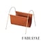Fabulaxe 12-in Gold-Tone Metal Frame  with Brown Leatherette Sling Magazine Holder for Living Rooms, Home QI004741 - alternate 3