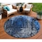 Homeroots 8' Navy Blue And Denim Blue Round Abstract Washable Indoor Outdoor Area Rug 577231 - alternate 1