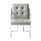 Homeroots Set of Two Tufted Light Gray and Silver Metallic Upholstered Faux Leather Dining Arm Chairs 543515 - alternate 4