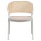 Leisuremod Ervilla Dining Chair with White Powder Coated Steel Legs and Wicker Back, Beige, 4PK ECW-20BG4 - alternate 4