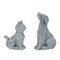 Homeroots Set of Two Gray Polyresin Cat And Dog Figurines, 2PK 633963 - alternate 1