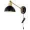 Jonathan Y Lisa 18" Swing Arm 1-Light Modern Midcentury Iron USB Charging Port LED Sconce, Black/Brass Gold JYL1301B - alternate 5