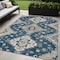 Homeroots 5' X 8' Navy Blue Beige And Ivory Medallion Washable Indoor Outdoor Area Rug 589009 - alternate 1