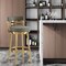 Homeroots 30" Gray and Gold Faux Leather and Stainless Steel Low Back Bar Height Swivel Bar Chair 569171 - alternate 1