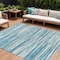 Homeroots 9' X 12' Teal Blue And Ivory Abstract Washable Indoor Outdoor Area Rug 613131 - alternate 1