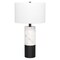 Homeroots 24" Black and White Marble and Metal Cylinder Table Lamp With White Drum Shade 546090 - alternate 1