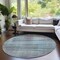 Homeroots 8' Teal Blue Gray And Charcoal Round Striped Washable Indoor Outdoor Area Rug 588072 - alternate 5