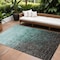 Homeroots 8' X 10' Teal Blue And Dark Gray Ombre Washable Indoor Outdoor Area Rug 602902 - alternate 1