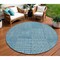 Homeroots 8' Teal Blue And Ivory Round Geometric Washable Indoor Outdoor Area Rug 596976 - alternate 1
